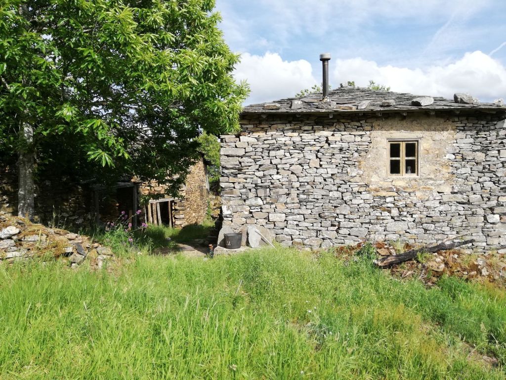 Located between the mountains of the Valdeorras region, one of the few places in Galicia that maintain its native forest. Among centuries-old chestnut trees, pure spring water and South orientation is this Mountain Refuge with its own charm for lovers of Nature and Silence. With total privacy, without neighbors, where only Nature and a set of ruins (waiting to be restored) surrounds you. The access is from the village of O Robledo, town hall of Villamartín de Valdeorras, by a road (300m) where the carriages passed. It can be accessed with a 4x4. In the views of the horizon, the highest peaks of Galicia (Peña Trevinca) are appreciated. The clear nights cover us with a blanket of impressive stars, as there is no light pollution. For those looking for Peace and Inspiration, this is a perfect paradise.